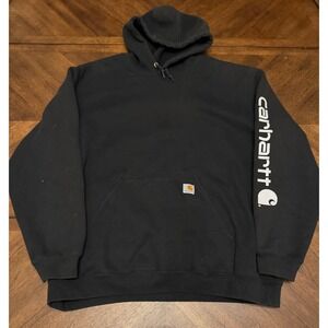 Carhartt Mens Loose Fit Graphic Sleeve Hoodie Black K288 2XL Pullover Sweatshirt